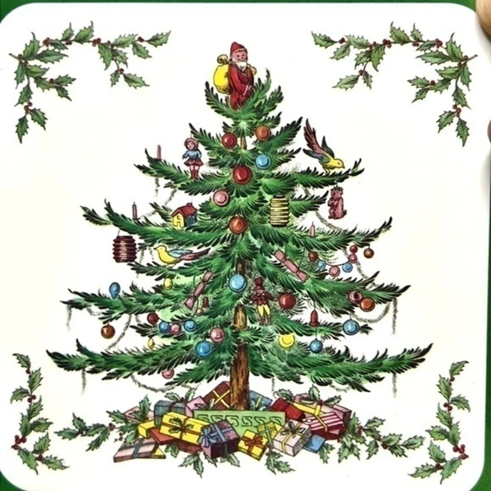 Pimpernel Vintage Acrylic Christmas Coaster Set of 6 New in Box